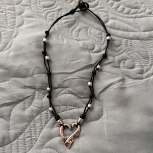 Black and Silver Heart Pendant Necklace
